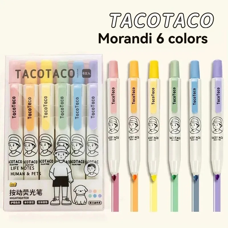 Pastel Highlighter Set Double Ended - 6 adet/takım Pastel Renk Macaron Fosforlu