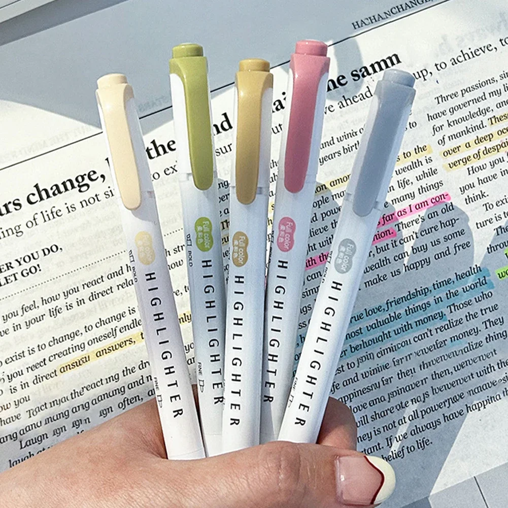 Pastel Highlighter Set Double Ended - 5 adet Pastel Fosforlu Kalemler Renkler