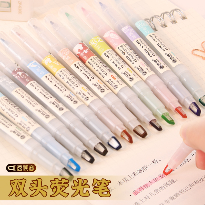 Pastel Highlighter Set Double Ended - 5 adet/takım çift uçlu vurgulayıcı kalemler