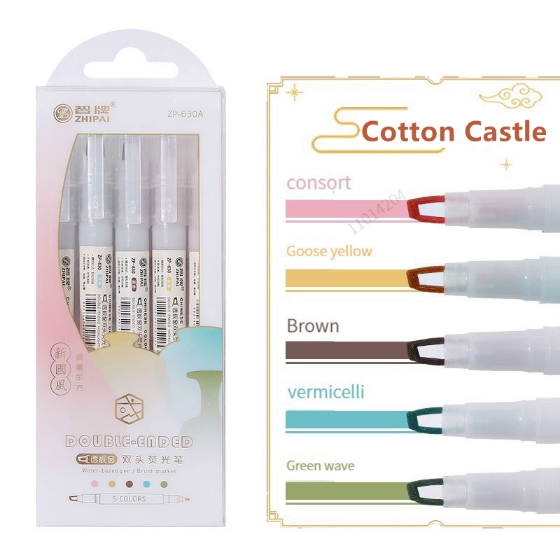 Pastel Highlighter Set Double Ended - 5 adet/takım çift İpucu fosforlu kalemler
