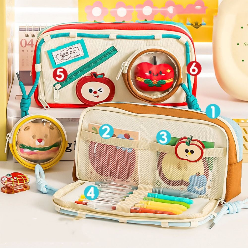 Aesthetic Large Pencil Case Pouch - Büyük Kapasiteli Hamburger Kalem Kutusu Estetik