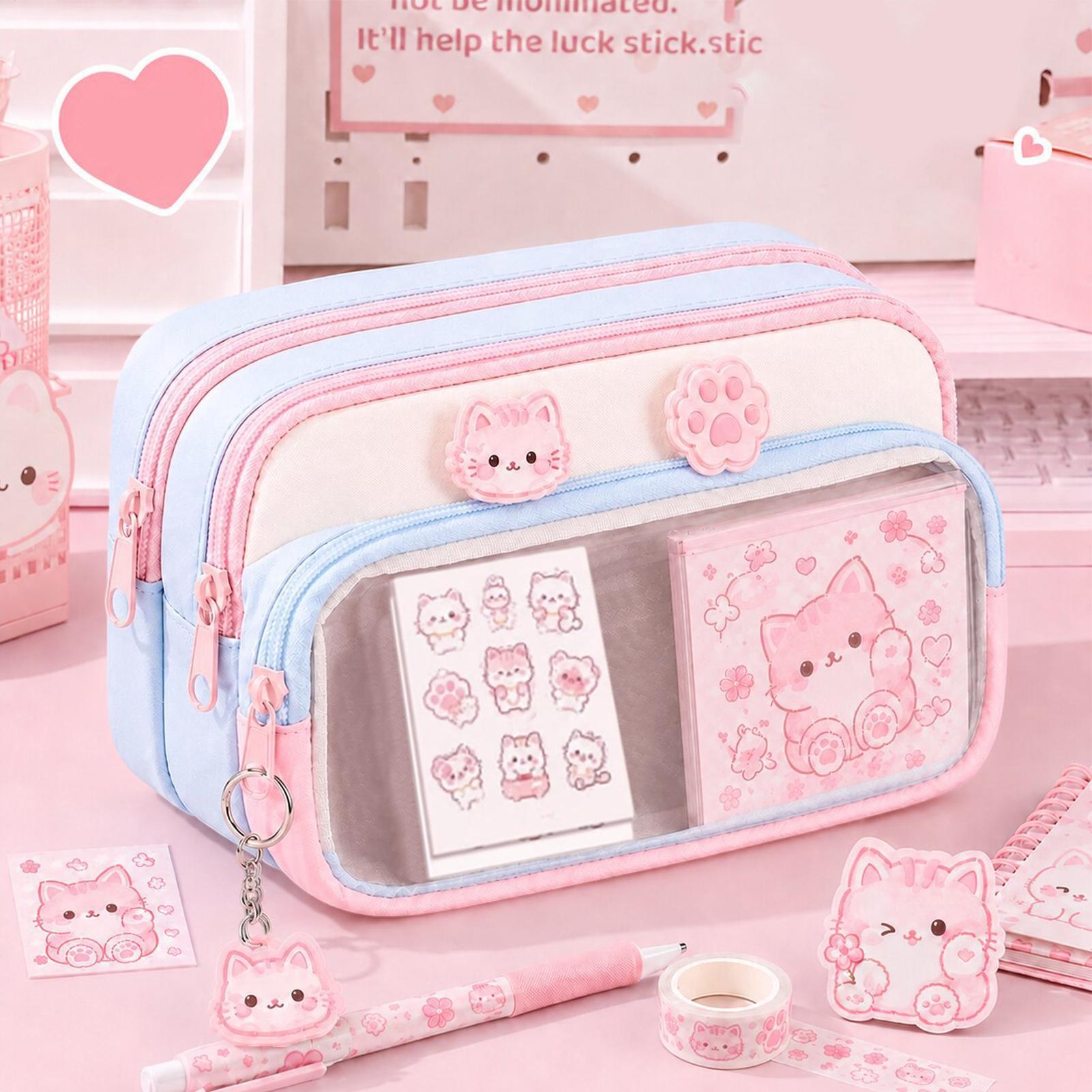 Aesthetic Large Pencil Case Pouch - Büyük Kapasiteli Fermuarlı Kalem Çantası, Estetik