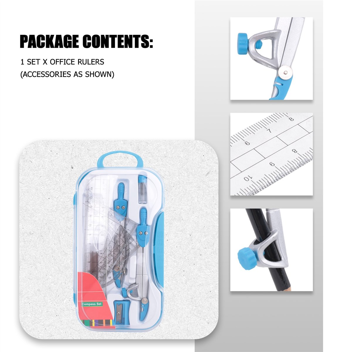 Math Geometry Set With Compass - MALL Geometri Pergel Seti 10 Parça