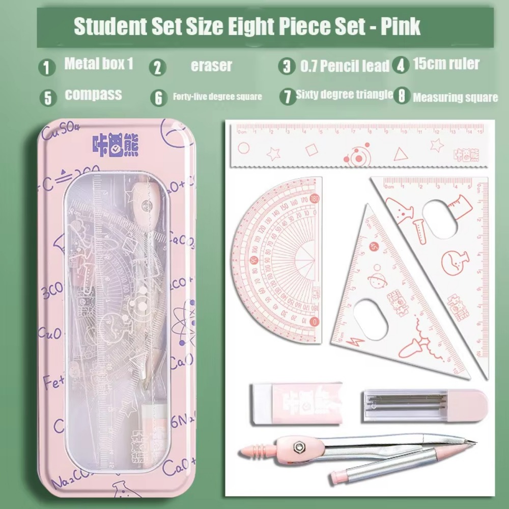 Math Geometry Set With Compass - 8 Parça/Set Çok Fonksiyonlu Matematik Geometri
