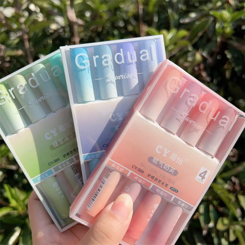 Pastel Highlighter Set Double Ended - 2025 4'lü Paket Kademeli Fosforlu Kalemler
