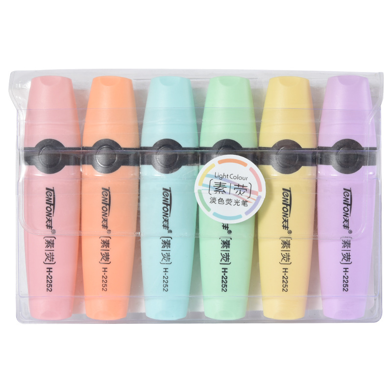 Pastel Highlighter Set Double Ended - 6 adet/takım Fosforlu Pastel Renkler Keski