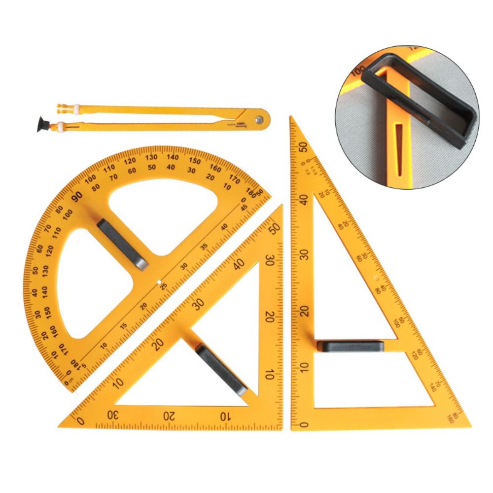 Math Geometry Set With Compass - Dayanıklı Büyük Üçgen Cetvel Çok Boyutlu