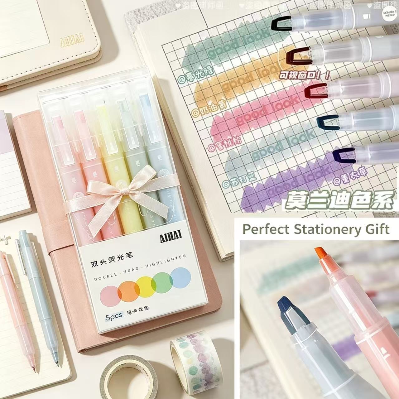 Pastel Highlighter Set Double Ended - 5-25 Renk/Set Çift Benzersiz Pencere Uçlu