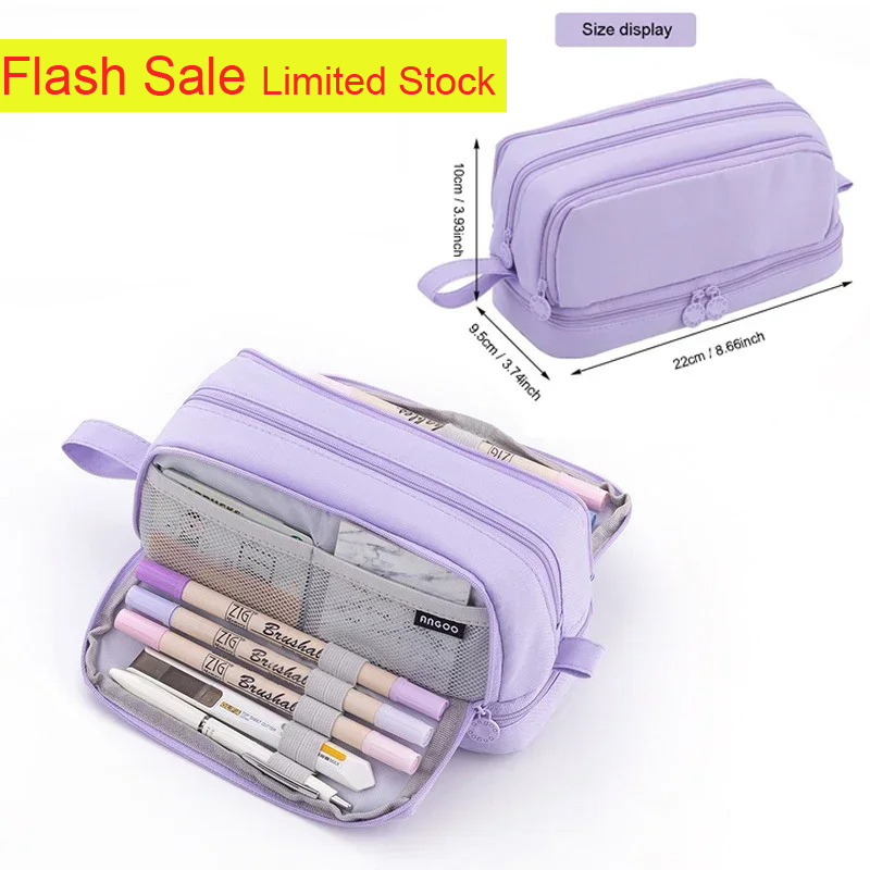 Aesthetic Large Pencil Case Pouch - 4 Bölmeli Büyük Kapasiteli Kalem Kutusu