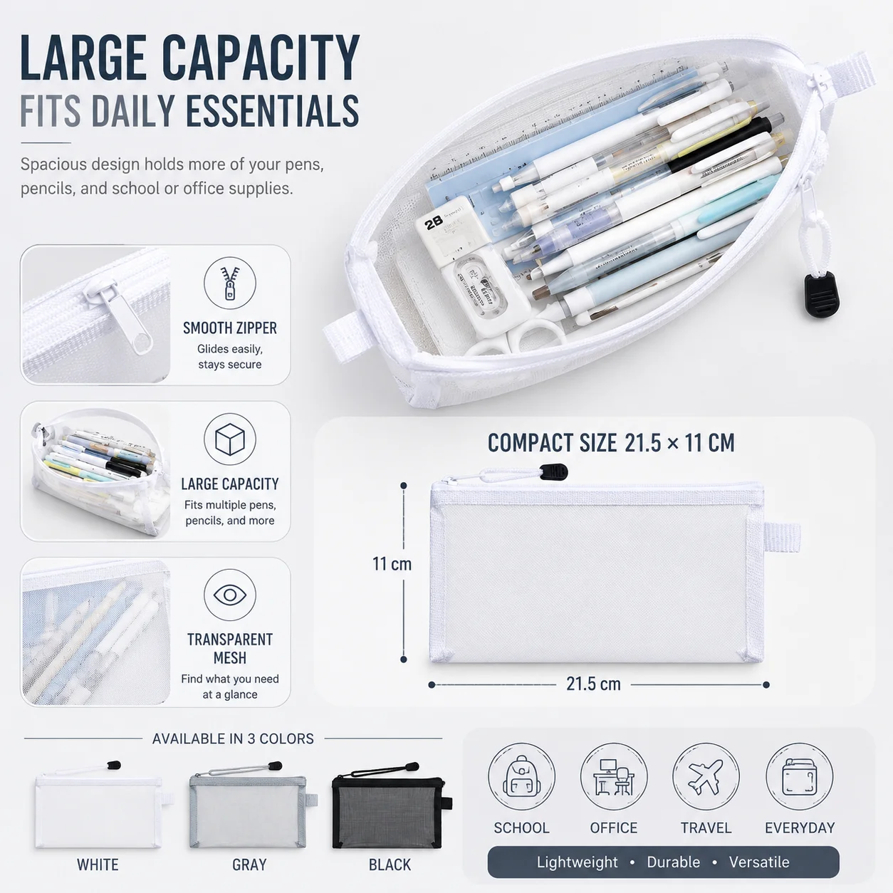 Şeffaf Fileli Kalem Çantası, S - Clear Mesh Pencil Pouch For Exam incelemesi ve fiyatı