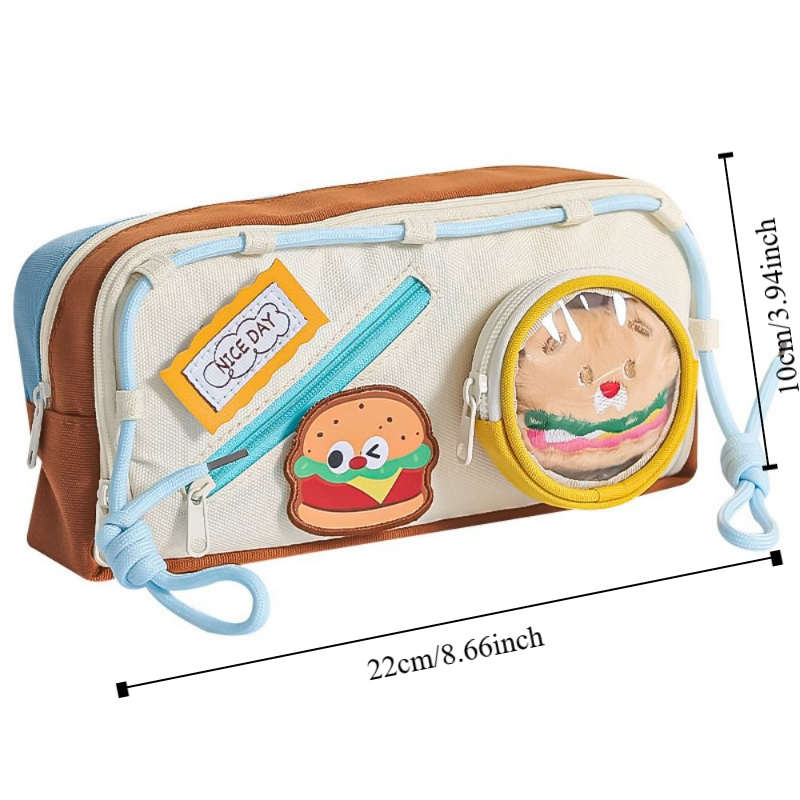 Büyük Kapasiteli Hamburger Kal - Aesthetic Large Pencil Case Pouch incelemesi ve fiyatı