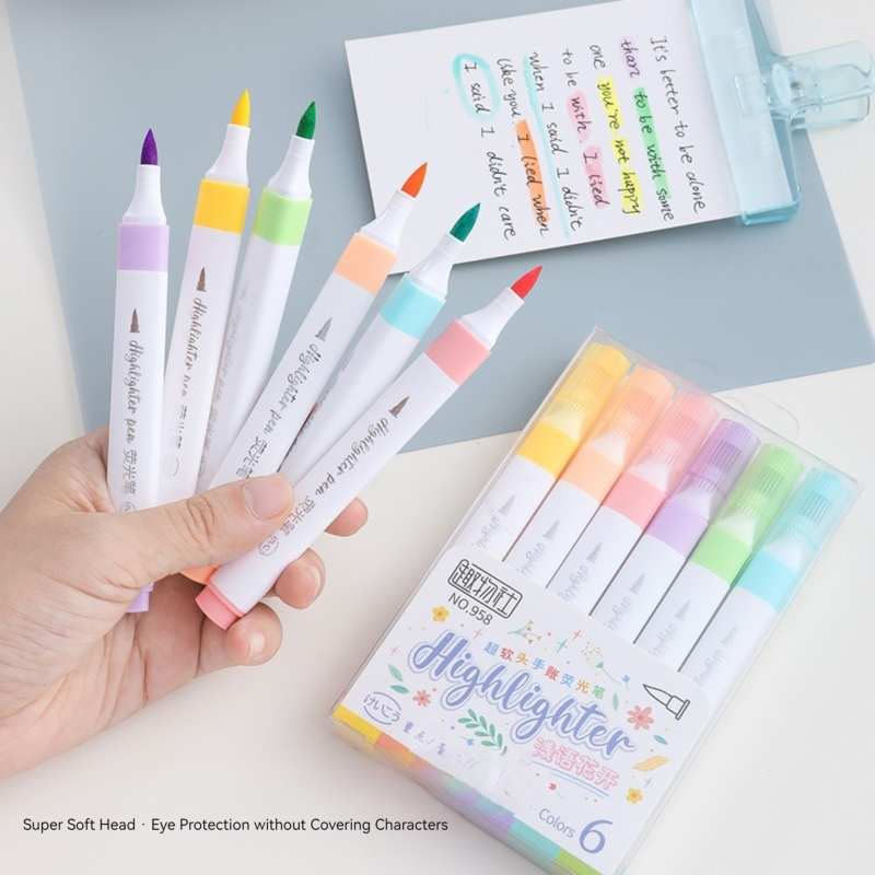 6 renk Pastel renkli fosforlu  - Pastel Highlighter Set Double Ended incelemesi ve fiyatı