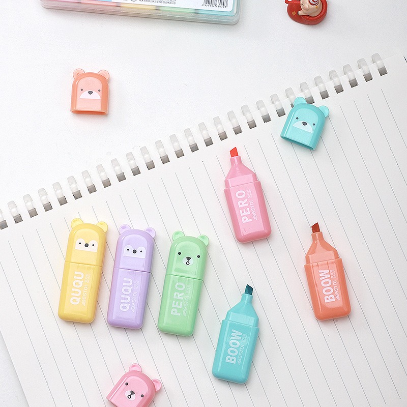 4/6/12 adet Kawaii Ayı Fosforl - Pastel Highlighter Set Double Ended incelemesi ve fiyatı