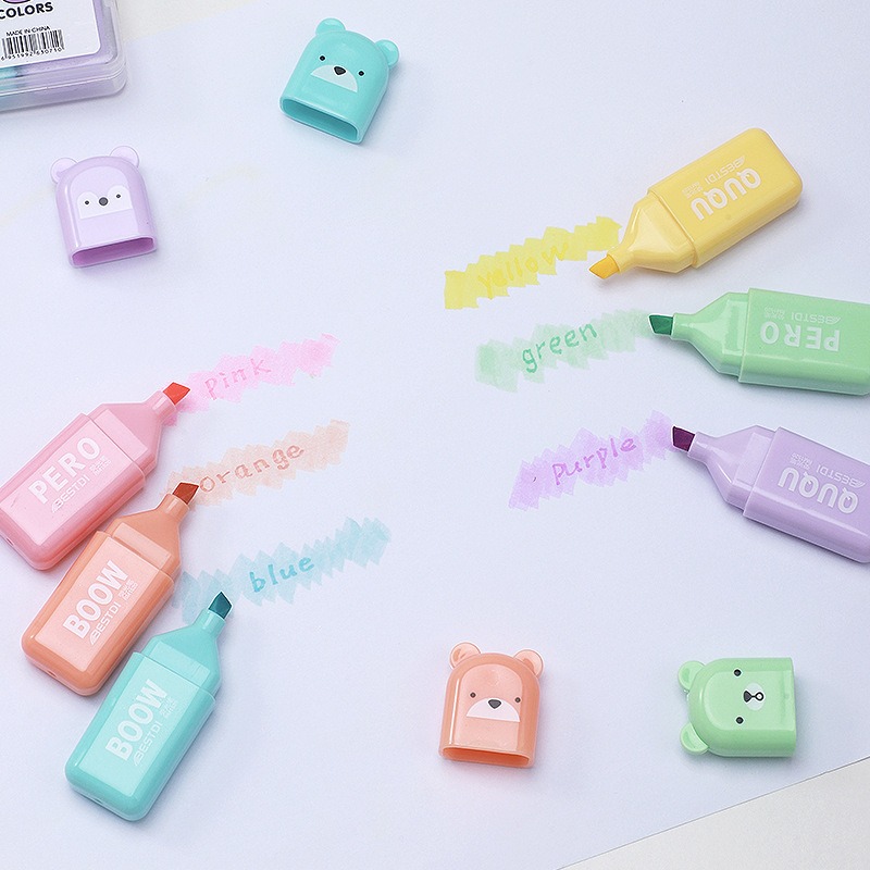 4/6/12 adet Kawaii Ayı Fosforl - Pastel Highlighter Set Double Ended incelemesi ve fiyatı