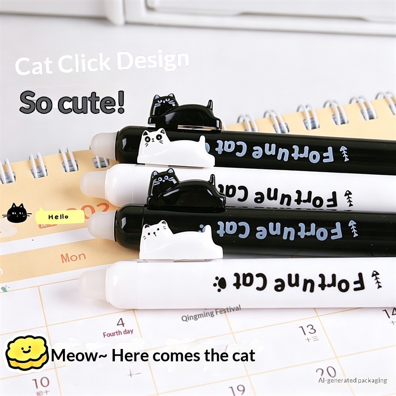 4 adet Sevimli Kedi Desenli Si - Retractable Eraser Pen Click incelemesi ve fiyatı