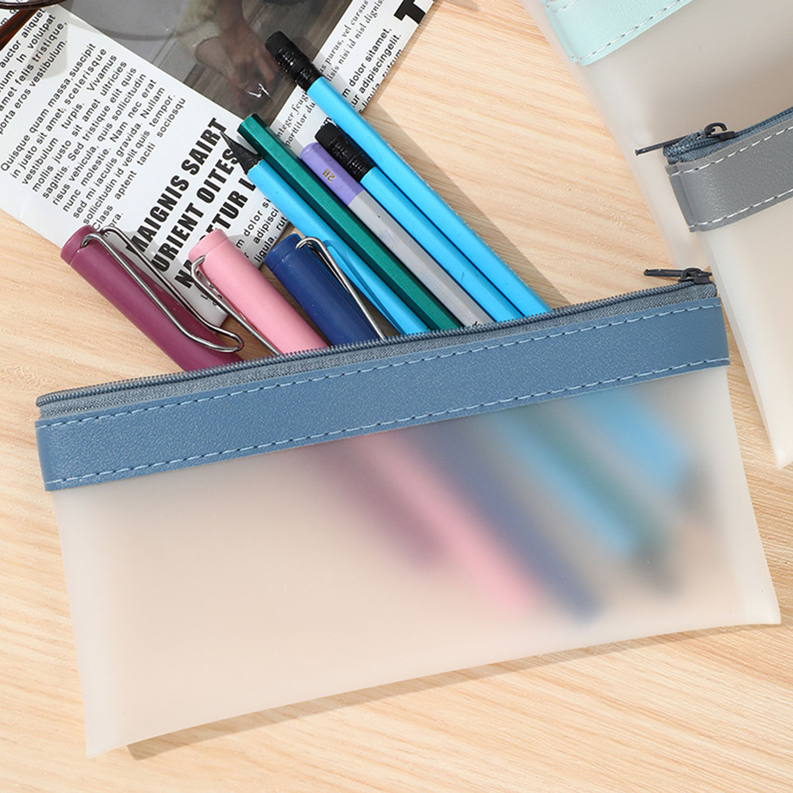 Şeffaf buzlu kalem kutusu kılı - Aesthetic Large Pencil Case Pouch incelemesi ve fiyatı